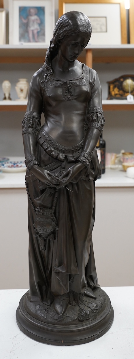 A bronze finished figure of a maiden, 56cm. Condition - good